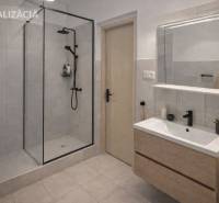 NA PREDAJ 5 izbový rodinný dom s veľkou záhradou v obci Iža - Kúpeľňa v rodinnom dome s moderným sprchovým kútom a umývadlom s úložným priestorom.