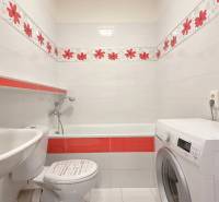 Predaj - dvojgarsónka s loggiou, Holíčska, Bratislava -Petržalka - Kúpeľňa s vaňou, umývadlom a pračkou v dvojgarsónke.