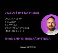 2 IZBOVÝ BYT S LODŽIOU - CENTRUM NA DOSAH - TICHÁ LOKALITA - Ponuka 2-izbového bytu na predaj na Trieda SNP, Banská Bystrica, 58 m², lodžia.