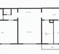 PREDAJ - 4-izb. byt na Sklenárovej ul., 67 m2, komplet. rekonštrukcia - Pôdorys 4-izbového bytu s kuchynským kútom, predsieňou, kúpeľňou a balkónom.