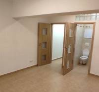 1-izb. byt, Krížná ul., Staré Mesto s veľkou lodžiou - Interiér 1-izbového bytu s keramickou dlažbou a viditeľnou kúpeľňou cez dvere.