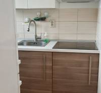 Prenájom 2-izbový byt na začiatku Petržalky - Kuchyňa s bielymi skrinkami a nerezovým drezom v 2-izbovom byte.