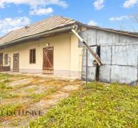 NA PREDAJ 4-IZBOVÝ RODINNÝ DOM V OBCI MOSTOVÁ - Rodinný dom v Mostovej s plechovou prístavbou, okolitým trávnikom a drevenými dverami.