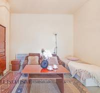 NA PREDAJ 4-IZBOVÝ RODINNÝ DOM NA PRIESTRANNOM POZEMKU - Obývačka s pohovkou, kvetmi a lampou, vytvára útulný rodinný dom.