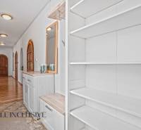 REZERVOVANÉ ZREKONŠTR. 6 IZBOVÝ RODINNÝ DOM, KOŠÚTY - Chodba rodinného domu s policami, podlahou s dreveným dekorom a rastlinou.