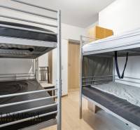 Na predaj 3-izbový byt so záhradkou, Senec - Poschodové postele v izbe, Hotely a penzióny. Podlaha s dreveným dekorom.