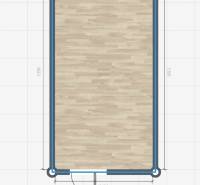 Prenájom BC TOMÁŠIKOVA 35 - kancelária - 25m2, 294 € vrátane energií - Pôdorys kancelárie s podlahou s dreveným dekorom, rozmermi 7x3,5 m.