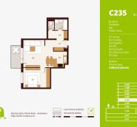 Posledný investičný krásny 2-izbový byt | 62 m² | RÍNOK RAČA - Pôdorys 2-izbového bytu s podlahou s dreveným dekorom a balkónom.
