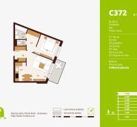 Posledný investičný krásny 2-izbový byt | 55 m² | RÍNOK RAČA - Pôdorys 2-izbového bytu s podlahou s dreveným dekorom a balkónom.