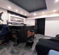 Na predaj rodinný dom Sásová - Banská Bystrica BBMS-7 - Izba v rodinnom dome s barovým pultom, počítačovým stolom a dvomi mačkami.