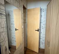 Predaj garsónky – Tlmače, Lipník- ihneď voľná (MK-3) - Garsónka so stenami s cestovateľským motívom a podlahou s dreveným dekorom.