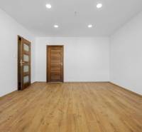 KRÁSNY NOVOZREKONŠTRUOVANÝ 3IB, SNP,POVAŽSKÁ BYSTRICA - Miestnosť v 3-izbovom byte s podlahou s dreveným dekorom a drevenými dverami.