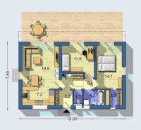 *RODINNÝ DOM V CENE BYTU**12km od LIPTOVSKÉHO MIKULÁŠA** - Pôdorys Pozemky - bývanie s podlahou s dreveným dekorom a terasou na relaxáciu.