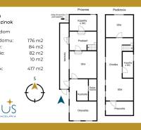 LIMBACH, 176 m2 –  kompletne zrekonštruovaný 5-i rodinný dom - Pôdorys rodinného domu na ulici Limbach, poschodia, miestnosti a rozlohy pozemkov.