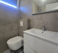 VRSI/ZUKVE - vila s bazénom - Kúpeľňa vo Vile s umývadlom, závesnou toaletou a veľkým zrkadlom.