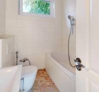 3D, Predaj novostavba, celoročne obývateľná chata, Stupava, Ovocinár - Kúpeľňa v Chate so sprchou, vaňou a toaletou, svetlé obklady, umývadlo.