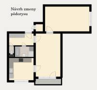 Veľký 2-izbový byt, Martin - Sever - REZERVOVANÉ - Návrh zmeny pôdorysu pre 2-izbový byt so zvýraznenou kúpeľňou a kuchyňou.