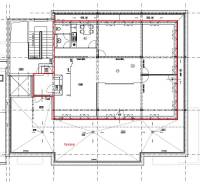 Prenájom kancelárií s TERASOU a výborným parkovaním, 150 m2, Ružinov - Pôdorys kancelárií s terasou, zobrazujúci rozloženie miestností.