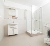 Nové v ponuke | 3-izbový byt 91 m² | 2× balkón | parkovanie | RUSTICA  - Kúpeľňa v 3-izbovom byte s umývadlom, sprchou a práčkou.