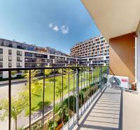 BA/PETRŽALKA-Prenájom 1i bytu s klimatizáciou a balkónom - Slnečnice - Balkón s výhľadom na zelené nádvorie a bytové domy v Bratislave - Petržalke, 1-izbový byt.