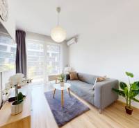 BA/PETRŽALKA-Prenájom 1i bytu s klimatizáciou a balkónom - Slnečnice - Obývacia izba v 1-izbovom byte so sedačkou, klimatizáciou a televízorom na stene.