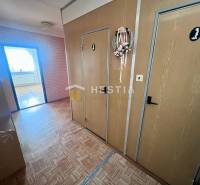 NOVINKA 3 izbový byt v Brezovej pod Bradlom s krásnym výhľadom - Chodba v 3-izbovom byte s podlahou s dreveným dekorom a ozdobným vencom na dverách.