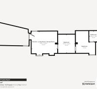 DOBROHOŠŤ- Prenájom  3i zariadeného bytu s predzáhradkou a parkingom - Pôdorys 3-izbového bytu v Dobrohošti s rozlohou 43,9 m².