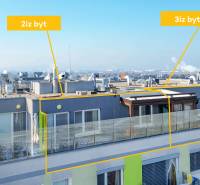 2 byty v 1 už s nájomníkmi | okamžitý príjem 1770€/mes | 4.08% - Strecha bytového domu v Bratislave - Vrakuni na Čiližskej s označenými bytmi.