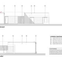 Laprovensalia.sk | Moderný 4-izbový bungalov | Chorvátsky Grob - Architektonický nákres k rodinnému domu, pohľady západný a južný, označenia a legendy.