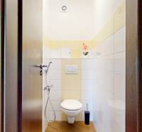 2iz byt v novostavbe s parkovaním | Podunajské Biskupice | 57m2 - Toaleta so svetlými obkladačkami v 2-izbovom byte, doplnená dekoratívnou kvetinou.