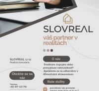 Predaj domu v Janovej Lehote - Návrh letáku realitnej kancelárie SLOVREAL s kontaktnými informáciami a zoznamom služieb.