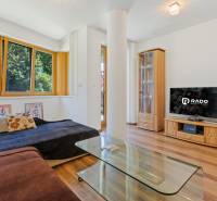 Staré Mesto | 4i byt 175 m² + 4 balkóny + možnosť 2× parking - Obývacia izba so sedačkou a podlahou s dreveným dekorom v 4-izbovom byte.