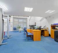 Kancelárie-Showroom 357 m², Zadunajská cesta, Petržalka, BA - Obchodné priestory s modrým kobercom, kancelárskym nábytkom a veľkými oknami so žalúziami.