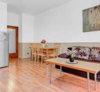  VÝNIMOČNÝ 4-izbový byt rozdelený na DVA SAMOSTATNÉ BYTY - Obývacia izba v 4-izbovom byte s podlahou s dreveným dekorom a nábytkom.