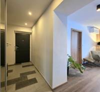 KH-1056, Moderný 2 izbový tehlový byt, Jilemnického, Košice - Chodba prechádza do obývačky s podlahou s dreveným dekorom v 2-izbovom byte.