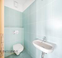 Na predaj luxusný 2-izb. byt s loggiou v Bratislave  - Kúpeľňa s modrými dlaždicami a závesným WC v 2-izbovom byte.