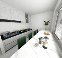 I Predaj 3- izbového bytu v Dúbravke - Kuchyňa v 3-izbovom byte s jednoduchým dizajnom, mramorová pracovná doska, varná doska.