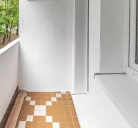 I Predaj 3- izbového bytu v Dúbravke - Balkón s dlažbou a výhľadom na zeleň v 3-izbovom byte.