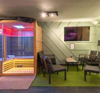 | Luxusný dvojúrovňový mezonet v Starom Meste - Sauna s relaxačnou zónou, kreslá, umelé trávniky a televízor v 3-izbovom byte.