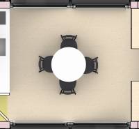 I Predaj Ecocapsule – autonómne ekologické bývanie - Pôdorys ukazuje kuchyňu, jedálenský kút, toaletu a spálňu v nehnuteľnosti.