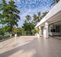 I Na predaj Luxusná vila „Tomma“ v Ubud, Bali - Terasa pri Vile v Bali s výhľadom na zeleň a skleneným zábradlím.