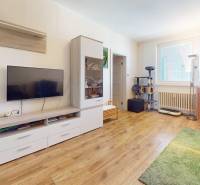 RADO I 4i byt, 90m2 I ul. Opatovská I Trenčín - Obývacia izba v 4-izbovom byte s podlahou s dreveným dekorom a nábytkom.