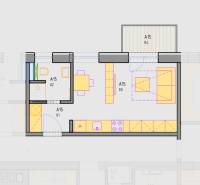 Moderná garsónka v obľúbenej Rezidencii Tematínska - Piešťany - Pôdorys garsónky na ulici Bodona, zobrazený interiér a rozloženie miestností.