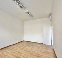 Kancelárske priestory na prenájom, Trenčín, ul. M.R.Štefánika - Kancelárie s podlahou s dreveným dekorom a bielymi stenami, svietidlá na strope.