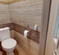 2 izbový prerobený byt v Trenčíne Pred polom, balkón + pivnica - Kúpeľňa so stenami s dreveným dekorom v 2-izbovom byte.