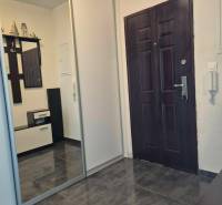 3-izb. byt v obci Blatná na Ostrove, balkón, lodžia, novostavba - Vstupná hala v 3-izbovom byte s tmavou podlahou a vstavanou šatníkovou skriňou.