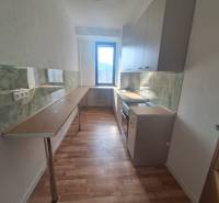 Ubytovanie pre zamestnancov, 64 m2, Tulská ul., Zvolen - Západ - Kuchyňa v budove s podlahou s dreveným dekorom a zelenou kuchynskou doskou.