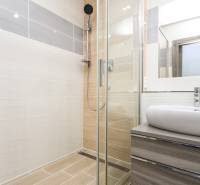 3i byt 73m2 + 6m2 balkón, Gen. Svobodu, Trenčín - Kúpeľňa so sprchovým kútom a umývadlom, podlaha s dreveným dekorom, 3-izbový byt.