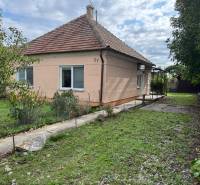 NA PREDAJ!!! Rodinný dom s veľkým pozemkom v obci Vék pri Hurbanove - Rodinný dom v Komárne s trávnatou záhradou a stromami na upravenom pozemku.