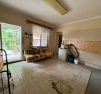 NA PREDAJ!!! Rodinný dom s veľkým pozemkom v obci Vék pri Hurbanove - Interiér rodinného domu s pohovkou a priamym vstupom do záhrady.